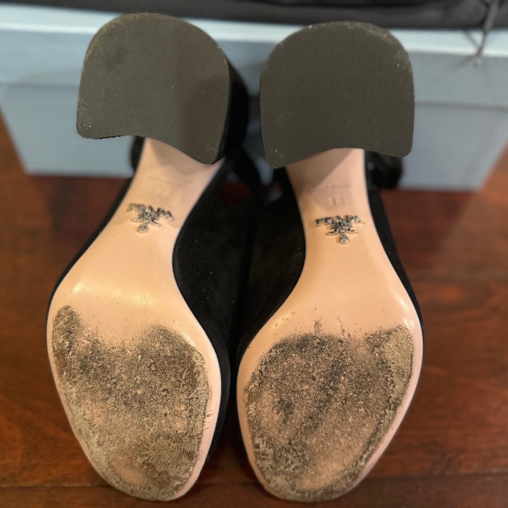 PRADA Peep Toe Suede Slingback Sandals Size 36 (Box NOT included) - Picture 4 of 5